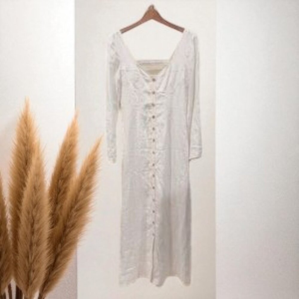 NWT Sancia Zande Linen Maxi Dress in White - Picture 2 of 7
